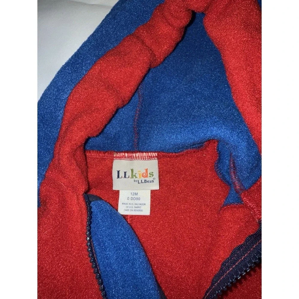 L.L. Bean Toddler Fleece One Piece Jumper - Snowsuit - Winter - Red‎ Blue - 12 M
